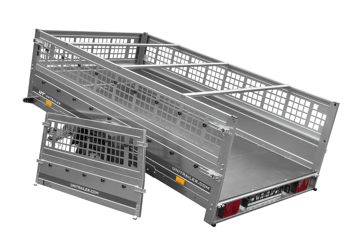 Remorque légère 264x150 UNITRAILER GARDEN 265 KIPP avec ridelles grillagées, châssis H-0 et bâche bleue