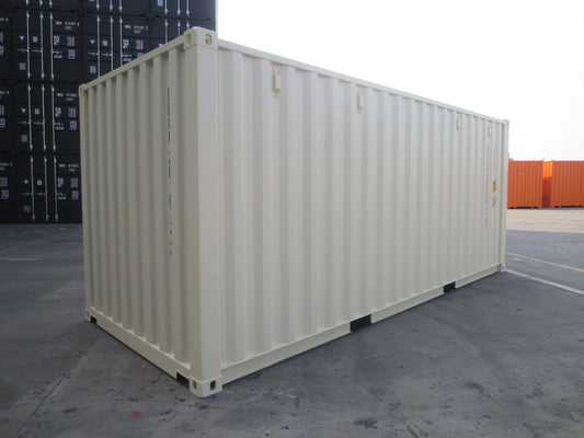 Cream-white 20-foot shipping container, 1st voyage – Image 1