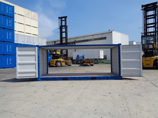20-foot double-door shipping container (open side) – Image 1