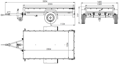 Remorque routière avec bâche haute (110 cm), arceau (110 cm) et roue jockey 230x125 Garden Trailer 230 KIPP