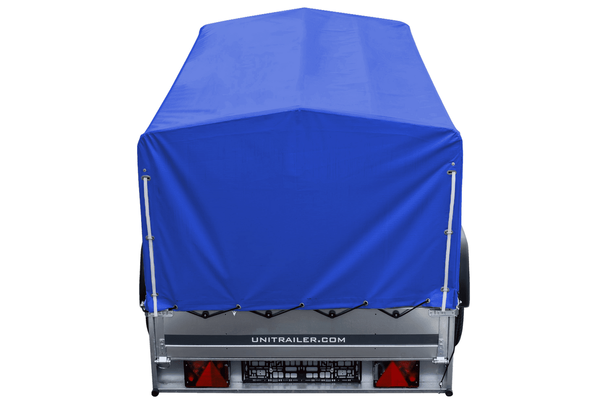 Remorque routière avec bâche haute bleue, arceau H-800 et roue jockey 230x125 Garden Trailer 230 KIPP