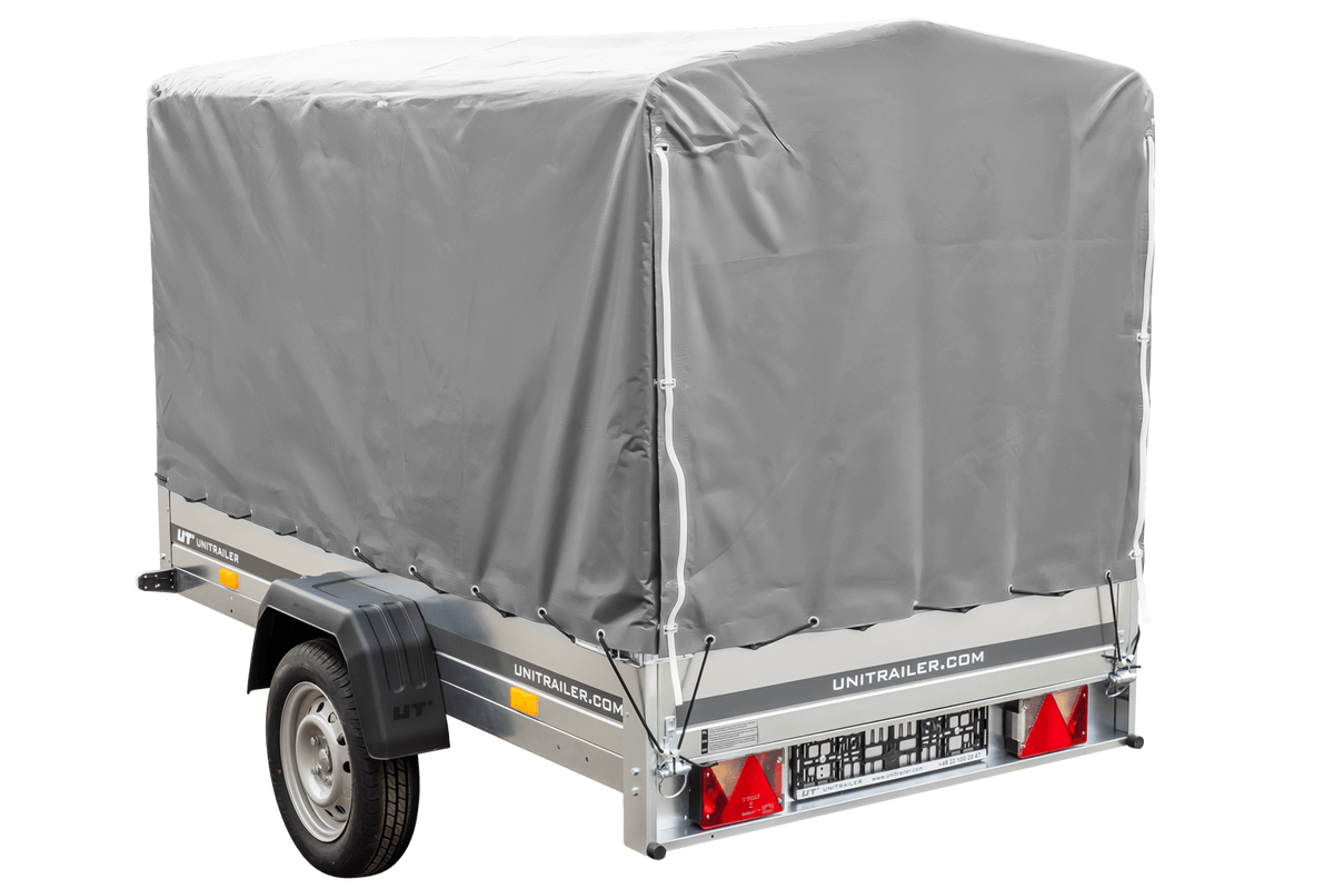 Remorque routière avec bâche haute (110 cm), arceau (110 cm) et roue jockey 230x125 Garden Trailer 230 KIPP