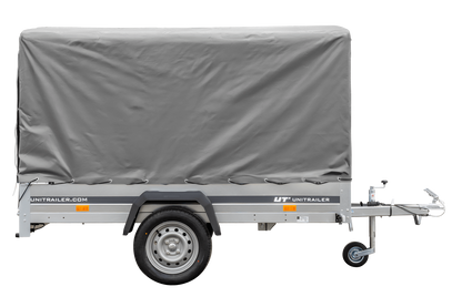 Remorque routière avec bâche haute (110 cm), arceau (110 cm) et roue jockey 230x125 Garden Trailer 230 KIPP