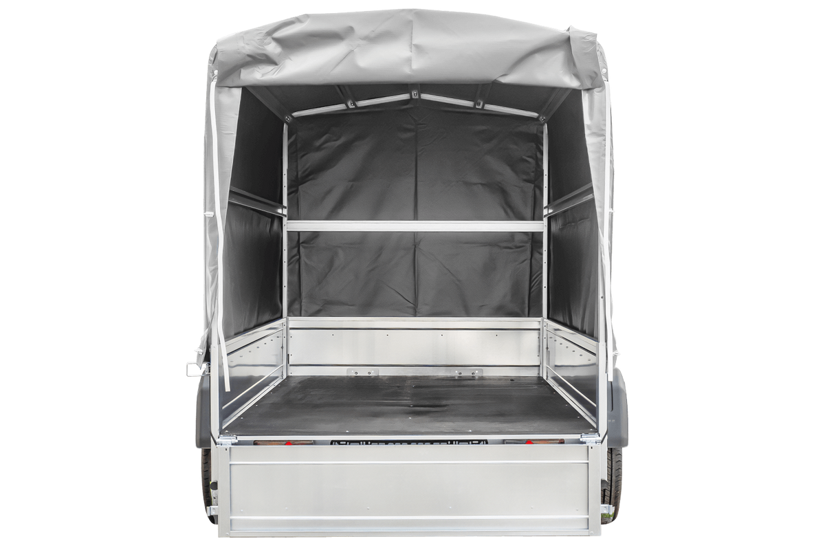 Remorque routière avec bâche haute (110 cm), arceau (110 cm) et roue jockey 230x125 Garden Trailer 230 KIPP