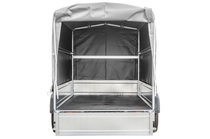 Remorque routière avec bâche haute (110 cm), arceau (110 cm) et roue jockey 230x125 Garden Trailer 230 KIPP