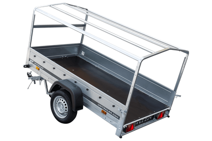 Remorque routière avec bâche haute bleue, arceau H-800 et roue jockey 230x125 Garden Trailer 230 KIPP